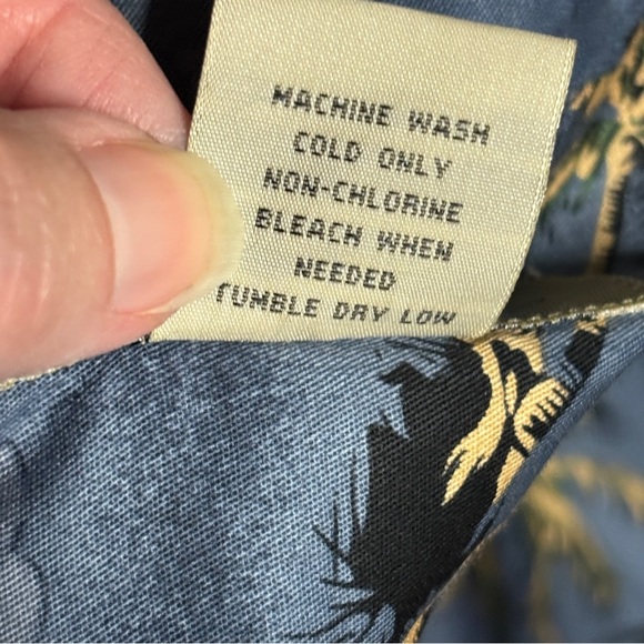 Hawaiian Aloha Shirt Blue Floral Palm Print Short Sleeve Cotton XL - Picture 5 of 5
